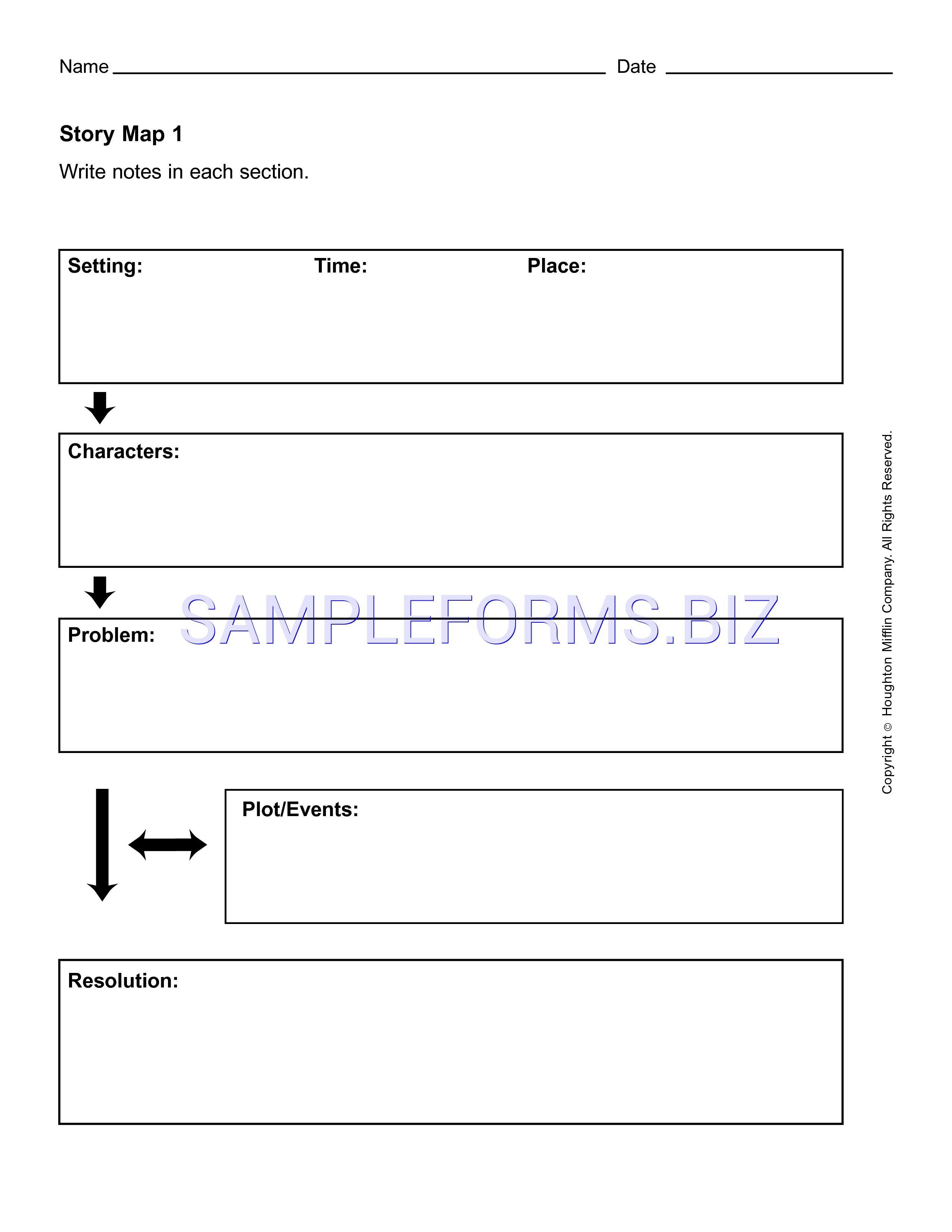 Preview free downloadable Story Map Template 1 in PDF (page 1)